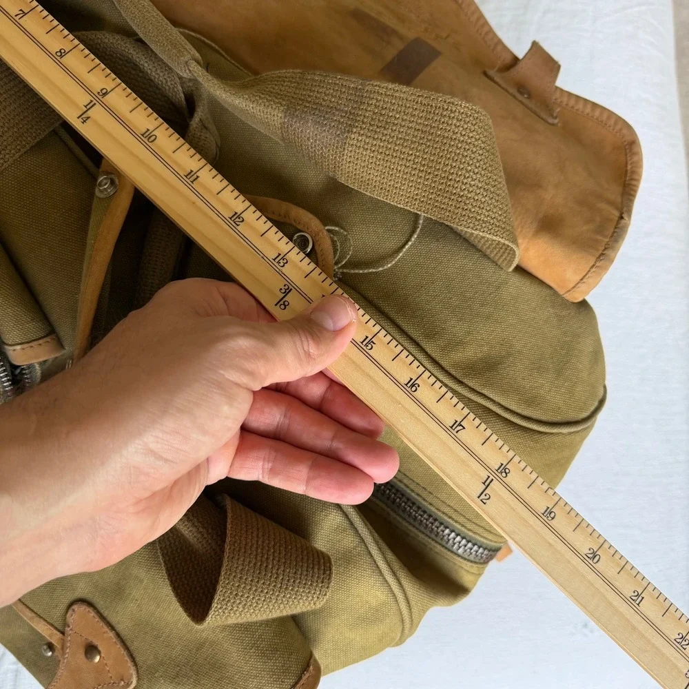 Eddie Bauer Outdoor Outfitters Canvas Duffel Bag Green Distressed Travel Luggage